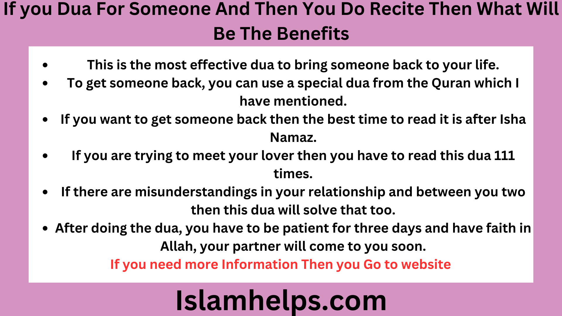 Benefits of Performing Dua for someone to come back to you