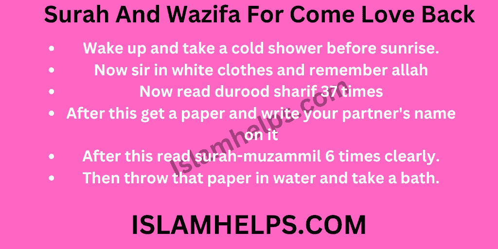 Surah And Wazifa For Come Love Back